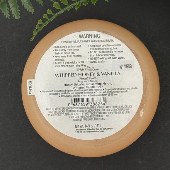 BBW Whipped Honey & Vanilla White Barn Bath & Body Works 3 Wick Candle - Picture 10 of 10